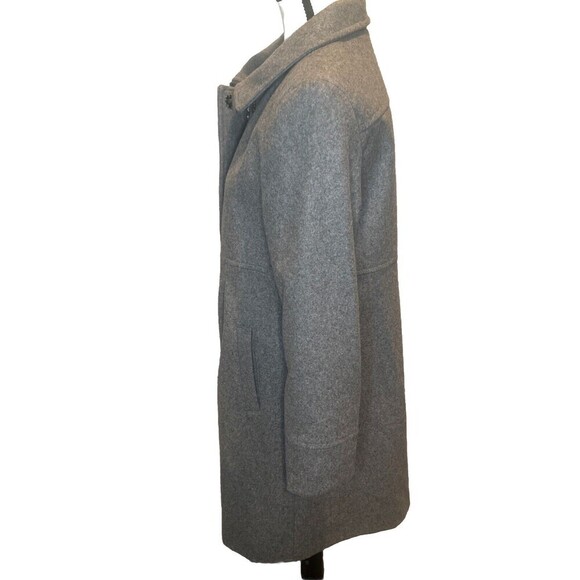 Women’s DKNY Gray Wool Blend Babydoll Peacoat Fully Lined Size 12 Petite MINT - Picture 4 of 10